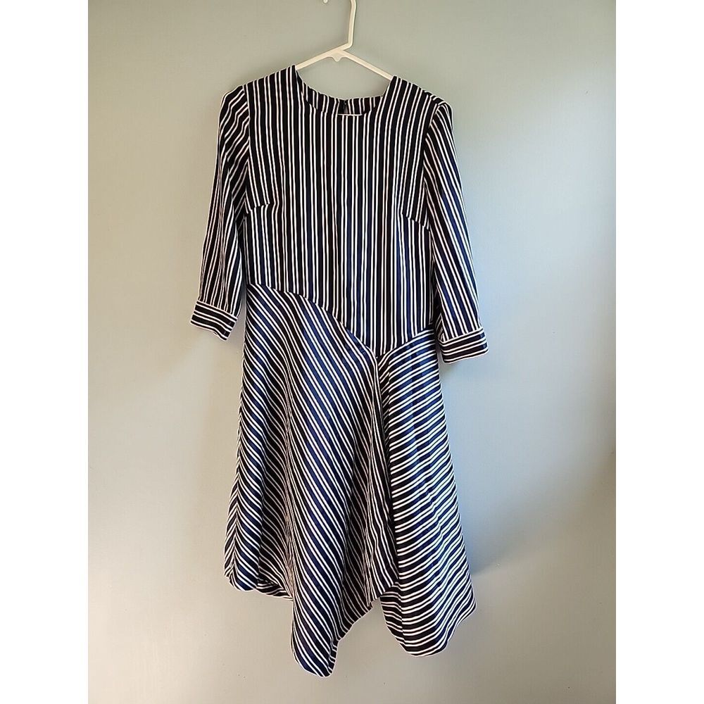 Unique Banana Republic‎ Womens 6 Asymmetrical Striped Dress Navy Retail $128